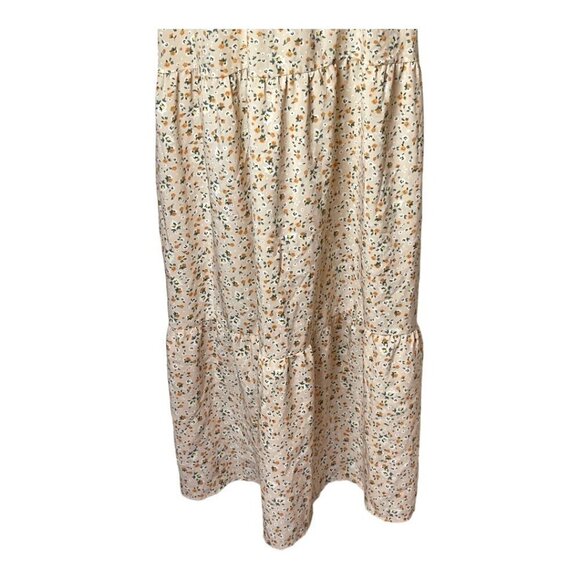 Kojooin Ivory And Orange Floral Print‎ V Neck Tiered Hem Maxi Dress Size 2XL - Picture 5 of 10